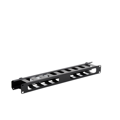 Organizador de cables horizontal 19" con cubierta metálica, 1U