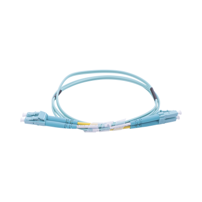Jumper de Fibra Óptica Multimodo OM3 50/125 LC-LC OFNR (Riser), 2.0 mm, Dúplex, Aqua, 1 metro