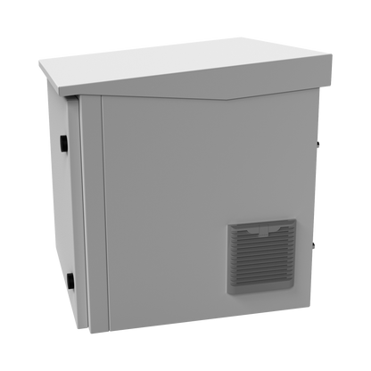 Gabinete de Exterior con Rack de 19" de 9UR con Ventiladores y Termostato (Montaje a poste o torre se vende por separado).