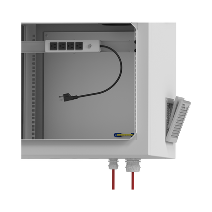 Gabinete de Exterior con Rack de 19" de 9UR con Ventiladores y Termostato (Montaje a poste o torre se vende por separado).
