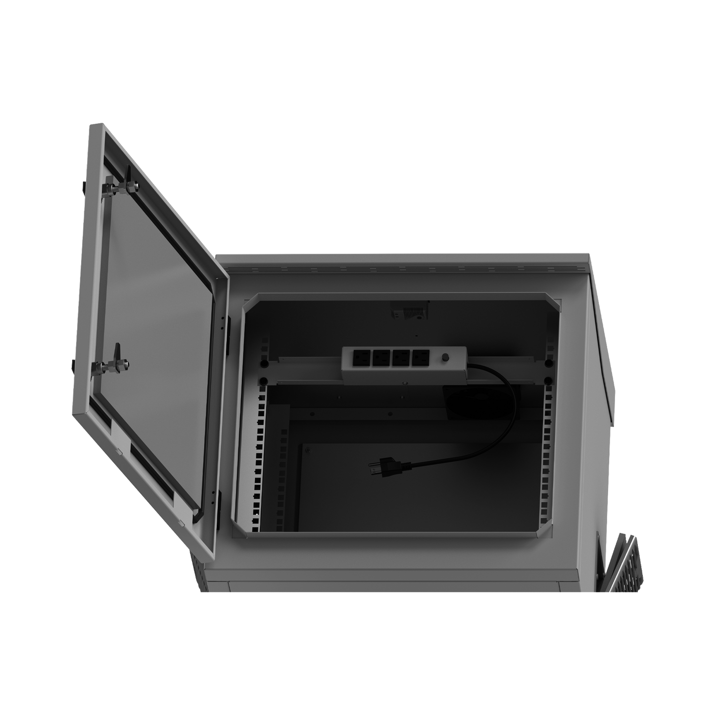 Gabinete de Exterior con Rack de 19" de 9UR con Ventiladores y Termostato (Montaje a poste o torre se vende por separado).