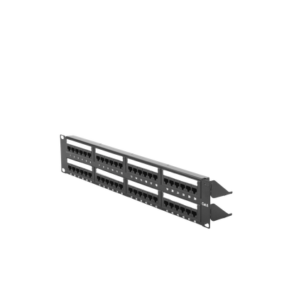 Panel de parcheo de impacto (110) UTP de 48 puertos Cat6, 19in, 2U, con barra para organizar cable