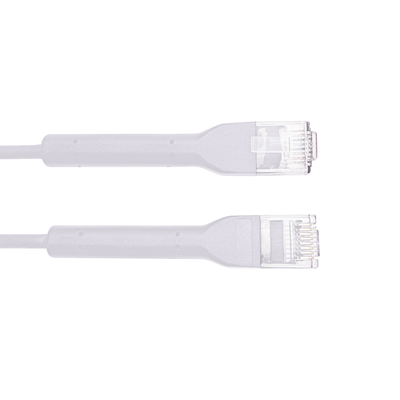 Mini Patch Cord Cat6 Ultra Slim 1 m Blanco – Ahorra Espacio sin Organizadores, con Bota Flexible