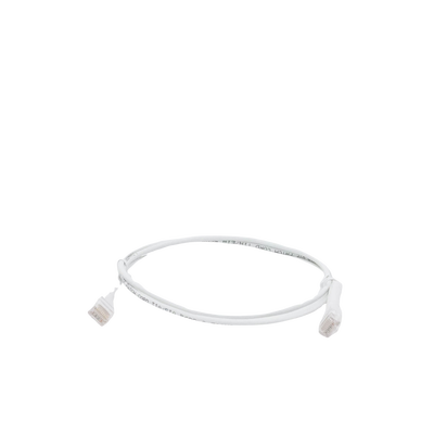 Mini Patch Cord Cat6 Ultra Slim 1 m Blanco – Ahorra Espacio sin Organizadores, con Bota Flexible