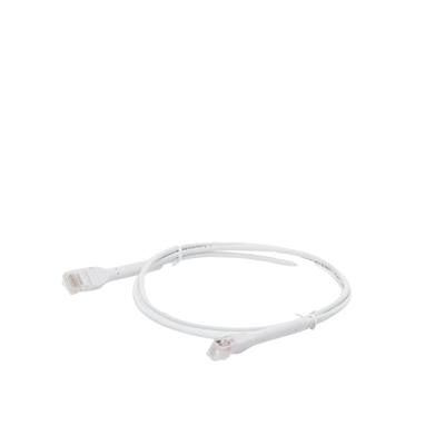 Mini Patch Cord Cat6 Ultra Slim 1 m Blanco – Ahorra Espacio sin Organizadores, con Bota Flexible