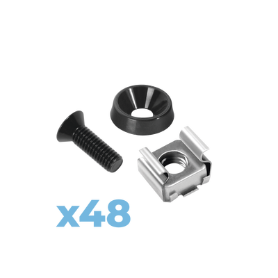 Juego de 48 Tornillos con 48 Arandelas y 48 Tuercas Enjauladas para Rack LINKED PRO.