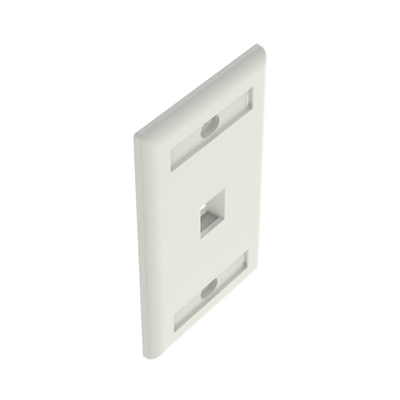 Placa de Pared Vertical, Salida Para 1 Puerto Keystone, Con Espacios Para Etiquetas, Color Blanco Mate