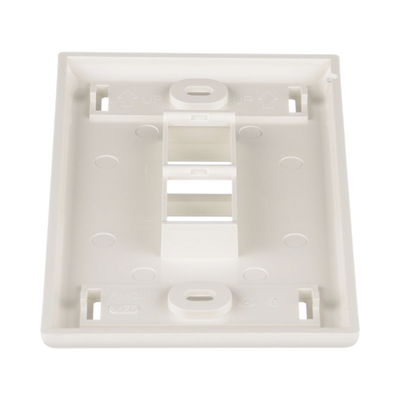 Placa de Pared Vertical, Salida Para 2 Puertos Keystone, Con Espacios Para Etiquetas, Color Blanco Mate