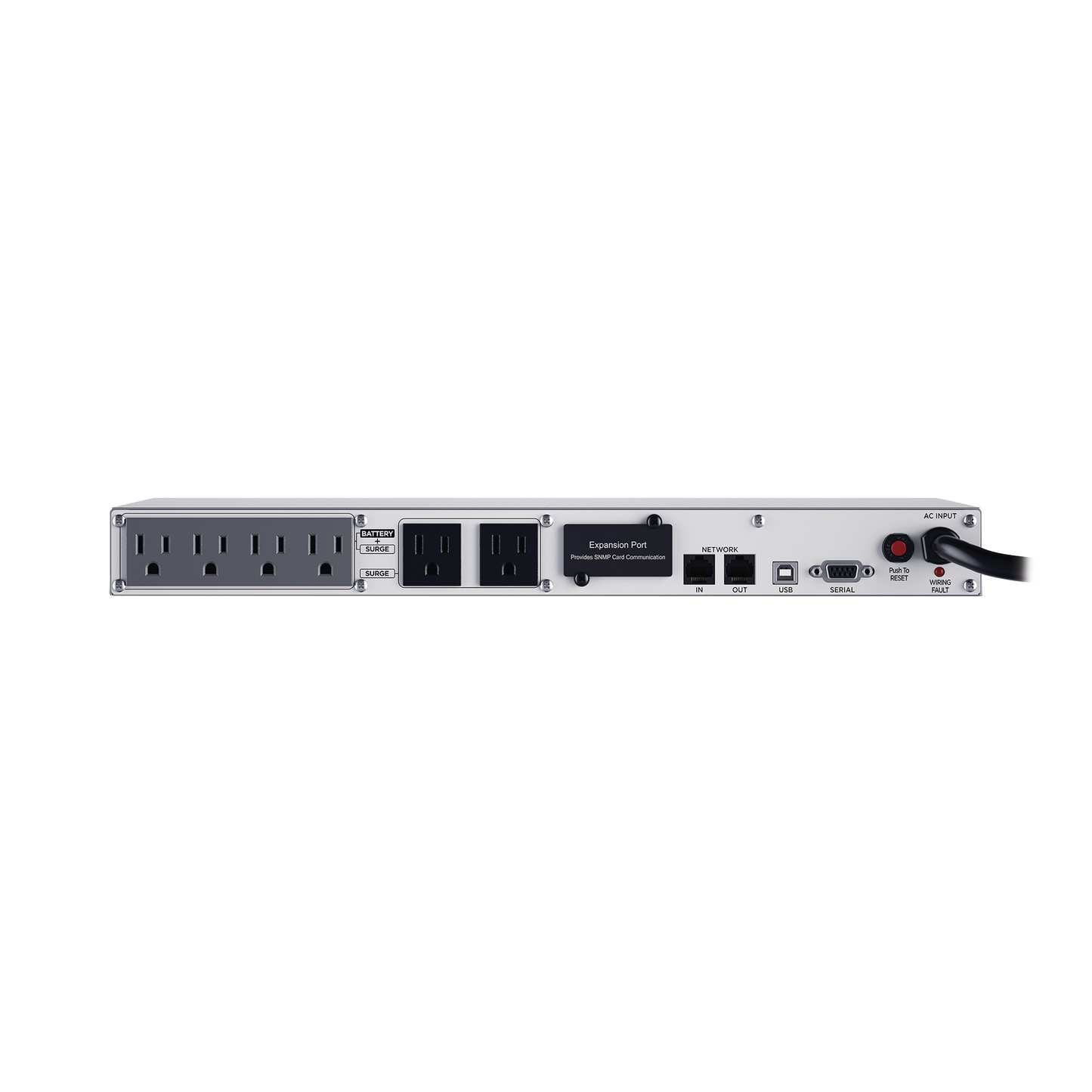 UPS de 500 VA/300 W, Topología Línea Interactiva, Entrada 120 Vca NEMA 5-15P, Tipo Rack 1 UR, Con 6 Tomas NEMA 5-15R