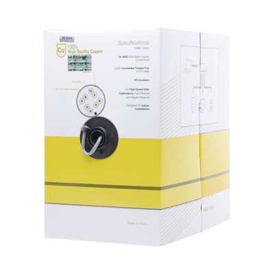 Bobina de cable de 305 m, ( 1000 ft ), Cat5e, alto desempeño, de color Gris, UL, para aplicaciones en video vigilancia, redes de datos. Uso Interior
