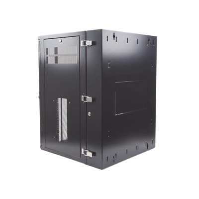 Gabinete PanZone de Montaje en Pared, de 19in, Puerta con Ventana de Seguridad, 18 UR, 635mm de Profundidad, Color Negro