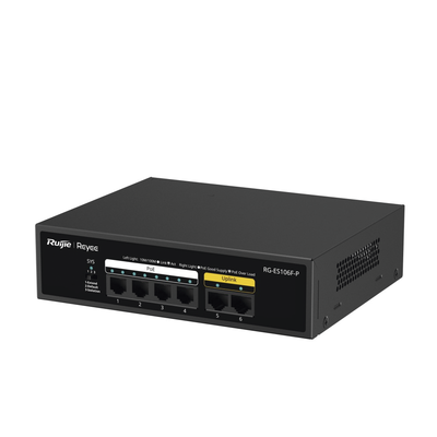 Switch de 6 Puertos 10/100 Mbps, PoE+ hasta 54 Watts, No Administrable