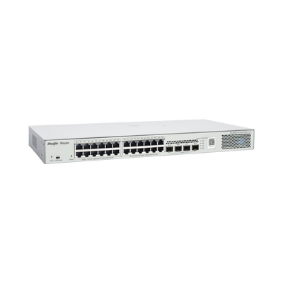 Switch Administrable L2 PoE+ hasta 370W, 24 Puertos Eth 1G, 4 puertos SFP 1G, Administración Remota en la Nube.