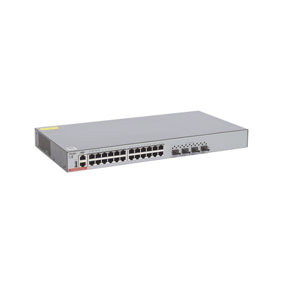 Switch Administrable Capa 3 con 24 puertos Gigabit + 4 SFP+ para fibra 10Gb, gestión gratuita desde la nube.