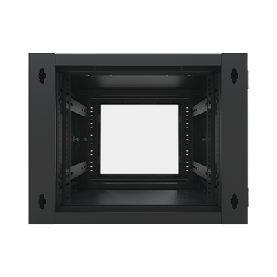 Gabinete Abatible de Pared (Con Marco Trasero) con Rack 19" de 9 Unidades. Ventana de Cristal Templado.