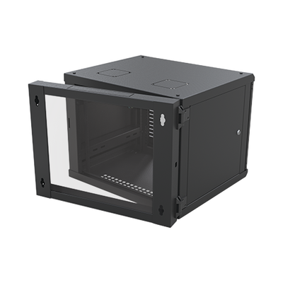 Gabinete Abatible de Pared (Con Marco Trasero) con Rack 19" de 9 Unidades. Ventana de Cristal Templado.