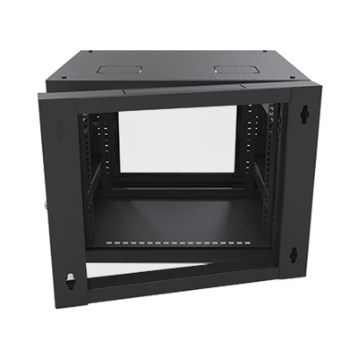 Gabinete Abatible de Pared (Con Marco Trasero) con Rack 19" de 9 Unidades. Ventana de Cristal Templado.