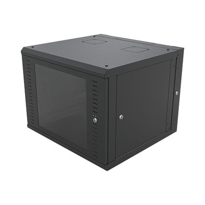 Gabinete Abatible de Pared (Con Marco Trasero) con Rack 19" de 9 Unidades. Ventana de Cristal Templado.