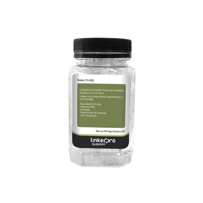 Bote con 100 Plugs Pass through RJ45 Cat5e sin blindaje, chapado de oro a 30 micras para durabilidad extrema