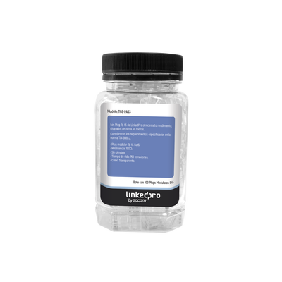 Bote con 100 Plugs Pass through RJ45 Cat6 sin blindaje, chapado de oro a 30 micras para durabilidad extrema