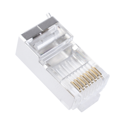 Bote con 100 Piezas de Plug Modular RJ45 Cat6 blindado con pin de tierra, chapado de oro a 30 micras para durabilidad extrema