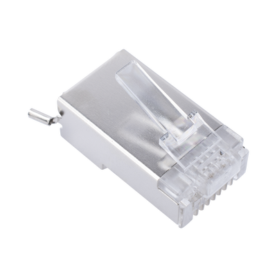 Bote con 100 Piezas de Plug Modular RJ45 Cat6 blindado con pin de tierra, chapado de oro a 30 micras para durabilidad extrema