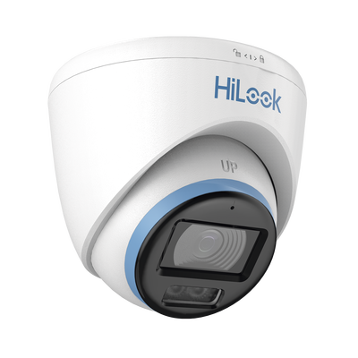 [Dual Light + ColorVu] Turret TurboHD 3K/5MP / Lente 3.6mm / 40mts IR EXIR + 40mts Luz Blanca / Micrófono Integrado / Exterior IP67 / dWDR