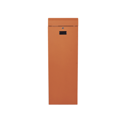Barrera vehicular izquierda / Soporta brazo de hasta 5.5 m / Final de carrera ajustable por programación / Movimiento fluido / Diseño elegante color naranja
