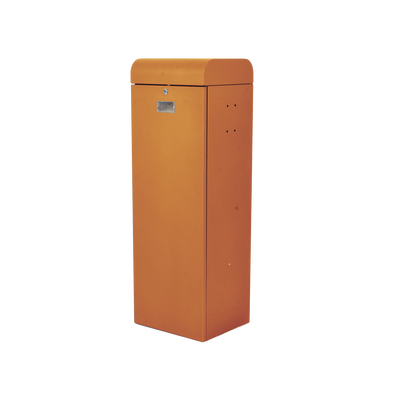 Barrera vehicular derecha / Soporta brazo de hasta 5.5 m / Final de carrera ajustable por programación / Movimiento fluido / Diseño elegante color naranja