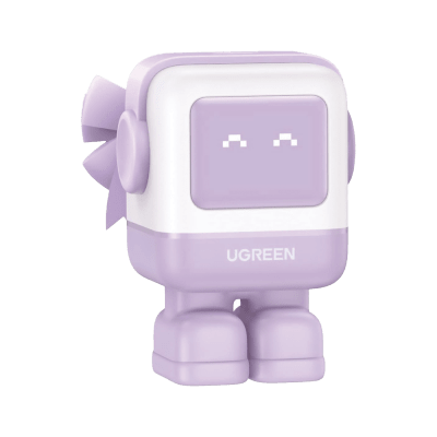 Cargador Mini GaNRobot 30W serie UNO | 1 USB-C de Carga Rápida | Tecnología GaN II | Multiprotocolo PD/QC/SCP/FCA | Carga Inteligente | Pantalla LED | Zapato Magnético Extraíble | Thermal Guard | Color Lila.
