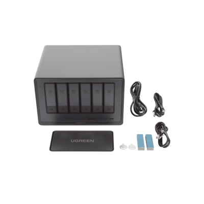 NAS UGREEN NASync DXP6800 Pro / Intel Core i5-1215U 10 Núcleos / 6 Bahías SATA + 2 M.2 NVMe / 2 Puertos Thunderbolt 4 / 2 Puertos 10GbE / 8K HDMI / PCIe 4.0 x4 / DDR5 Hasta 64GB / Compatibilidad Multiplataforma