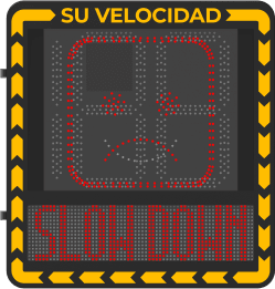 Radar de Velocidad/ Pantalla LED / Detección de Velocidad en Tiempo Real / Rango de Detección de 100 m / Hasta 32 Objetivos Detectados / IP66 / Compatible con Wi-Fi y Ethernet