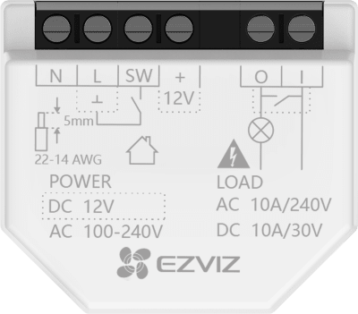 Relé Inteligente Wi-Fi, CS-T35-R100-WD, 16A 250VAC, Wi-Fi 6 y BLE, Control por App EZVIZ, Compatible con Google Assistant, Amazon Alexa y Matter, Protecciones de Temperatura y Sobrecarga