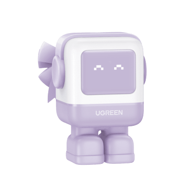 Cargador RobotGaN de 65W Serie UNO | 3 Puertos de Carga Rápida | 2 USB-C | 1 USB-A | PD 3.0 | QC 4.0 | Carga Inteligente | Tecnología GaN II | Zapato Magnético Extraíble | Carcasa Ignífuga | Pantalla LED