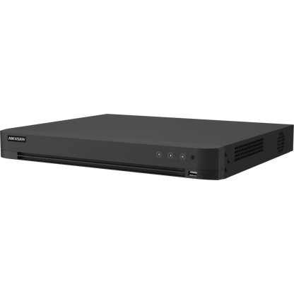 DVR 16 Canales TURBOHD + 8 Canales IP / 5 Megapixel Lite - 3K Lite / Audio de Dos Vías por Coaxitron / Reconocimiento Facial / ACUSENSE (Evista falsas alarmas) / 1 Bahía de Disco Duro / Salida de Video en Full HD