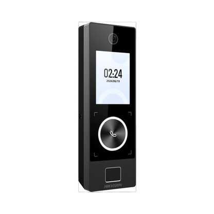 Terminal Facial Min Moe WiFi & PoE con Botón de Llamada y LECTOR DE HUELLA / Exterior IP65 / Tarjetas Virtuales Bluetooth con HikConnect Teams / 1000 Rostros y 3,000 Huellas