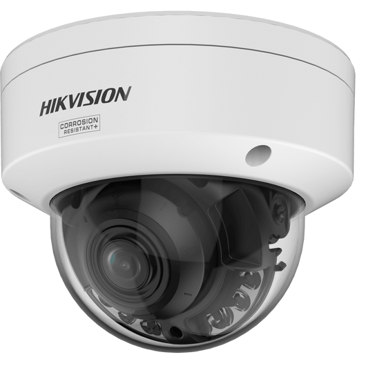 [Dual Light + ColorVu 3.0 + HikAI] Domo IP 4 Megapixel / Lente Mot. 2.8 a 12 mm / 60 mts IR + Luz Blanca / Exterior IP67 / WDR 130 dB / ACUSENSE 3.0 / Microfono Integrado / Metal / NEMA 4X / ACUSEARCH