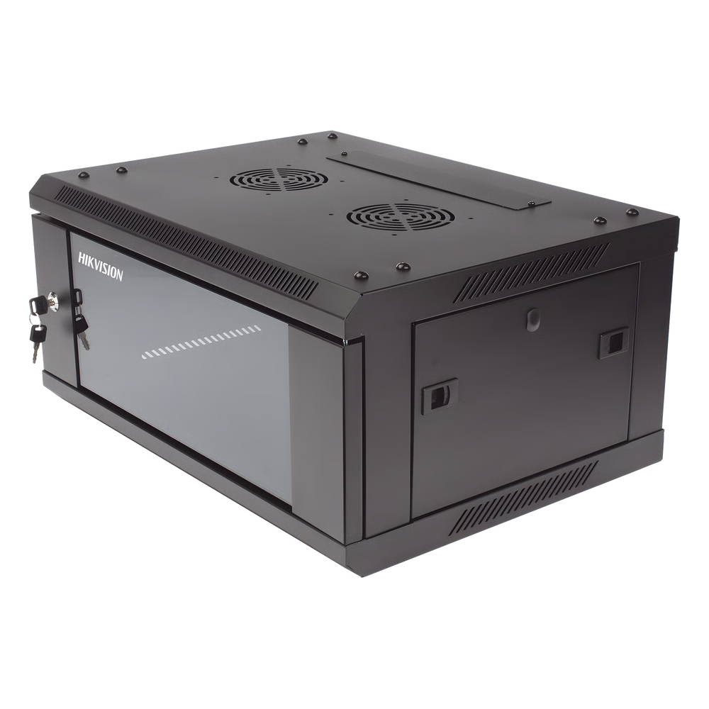 Gabinete para Montaje en Pared - Piso / Puerta de Cristal Templado / Cuerpo Fijo / 4 Unidades de Rack / 19" / Fabricado en Acero