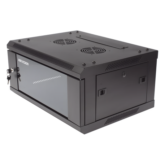 Gabinete para Montaje en Pared - Piso / Puerta de Cristal Templado / Cuerpo Fijo / 4 Unidades de Rack / 19" / Fabricado en Acero