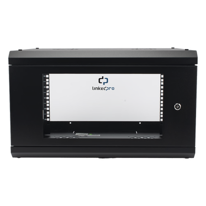 Gabinete de Pared con Puerta de Cristal Templado, 455mm de Profundidad, 6U Rack de 19'', Acero Reforzado