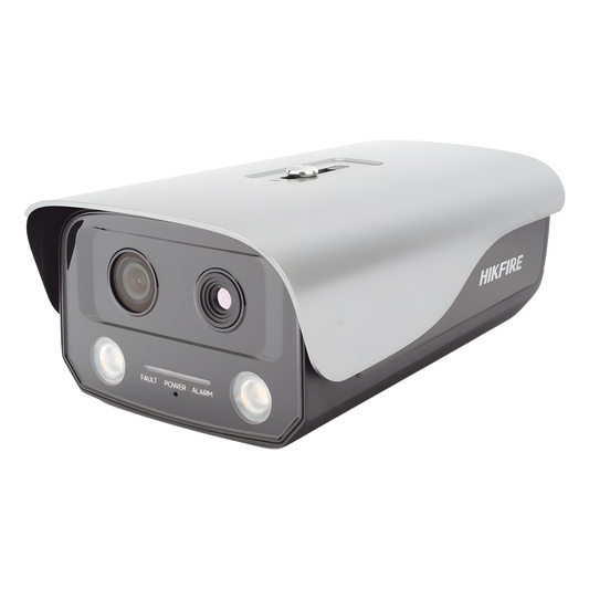 (HikFire) Cámara IP de Detección Térmica de Incendios / Detección de Llamas y Temperaturas Anormales / 4 Megapíxel (Lente Óptico) + 1 Megapíxel (Lente Térmico) / Compatible con Hik-Connect