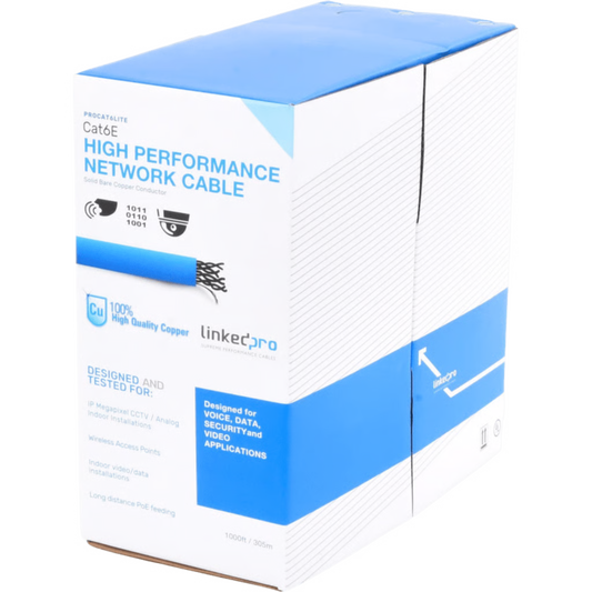 Cable de Red UTP / Cat6 / 24 AWG / 305 m (1000 ft) / 100% Cobre / 250 MHz / CM / Interior / Azul