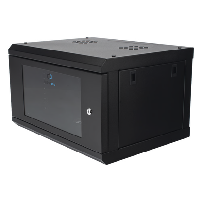 Gabinete de Pared con Puerta de Cristal Templado, 455mm de Profundidad, 6U Rack de 19'', Acero Reforzado