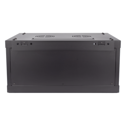 Gabinete para Montaje en Pared - Piso / Puerta de Cristal Templado / Cuerpo Fijo / 4 Unidades de Rack / 19" / Fabricado en Acero