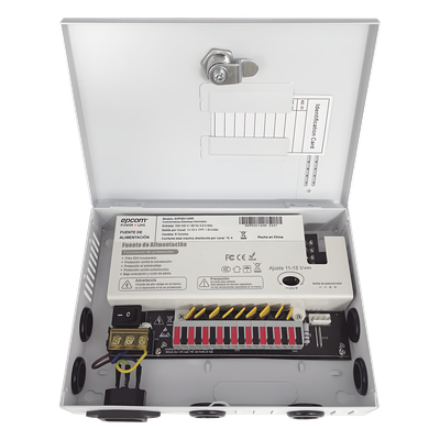 Fuente de Alimentación Profesional / 9 Canales / 16 A Total / 11-15 VCC Ajustable / 200 W / Filtro de Ruido por Canal